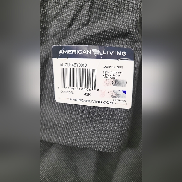 NWT! American Living Men's Dark Grey Suit Jacket Size 42R - Picture 3 of 5
